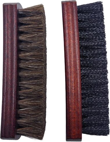 2 Pcs Horsehair Shoe Brush, Shoes Cleaning Polish Brush with Wooden Concaved Handle Soft Horse Hair for Leather and Boot in Saudi Arabia