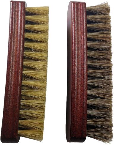 2 Pcs Horsehair Shoe Brush, Shoes Cleaning Polish Brush with Wooden Concaved Handle Soft Horse Hair for Leather and Boot in Saudi Arabia