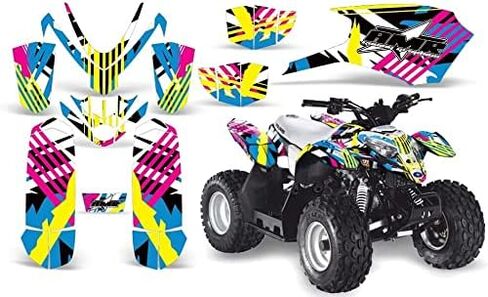 ملصق مجموعة رسومات AMR Racing ATV متوافق مع Polaris Outlaw 50 2005-2012 - Flashback in Kuwait