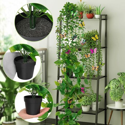 Fake Plants 4 Pack Artificial Hanging Plants, Fake Potted Greenery Faux Eucalyptus, Boston Fern, String of Pearls, Pothos for Living Room Bedroom Boho Wall Shelf Indoor Outdoor Decor in Saudi Arabia