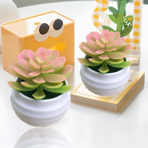1Pcs Artificial Aloe Succulents Plants Pots Green Fake Plants Home Garden Office Table Potted Decoration,7x7x4.5cm (Pink) in Saudi Arabia