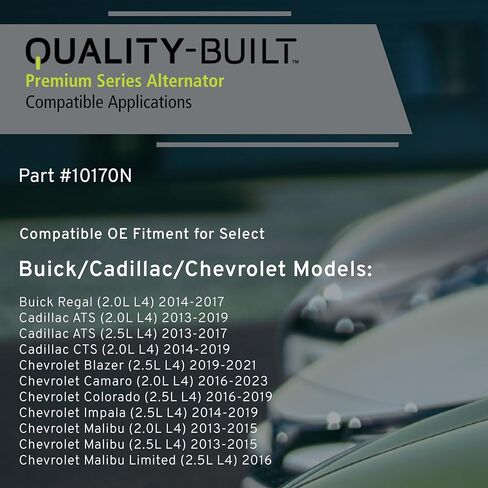 QUALITY-BUILT Premium New Alternator 10170N - OE Compatible with Select 2013-2023 Buick/Cadillac/Chevrolet (ATS,Blazer,Camaro,Colorado,CTS,Impala,Malibu,Malibu Limited,Regal) in Kuwait