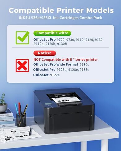 مجموعة خراطيش الحبر 936XL 936e 936: بديل لحزمة HP Ink 936XL باللون الأسود و936 لون للعمل مع طابعة OfficeJet Pro 9110 9120 9130 9720 9730 9122 9125 9128 (BK/C/Y/M، 4 عبوات) in Kuwait