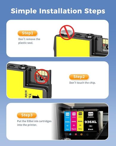 مجموعة خراطيش الحبر 936XL 936e 936: بديل لحزمة HP Ink 936XL باللون الأسود و936 لون للعمل مع طابعة OfficeJet Pro 9110 9120 9130 9720 9730 9122 9125 9128 (BK/C/Y/M، 4 عبوات) in Kuwait