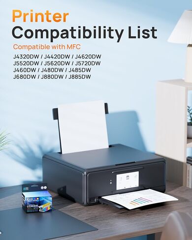 استبدال خرطوشة الحبر المتوافقة مع E-Z Ink LC203XL لاستبدال Brother LC203 XL LC201 لـ MFC-4320DW MFC-J4420DW MFC-J4620DW MFC-J460DW MFC-J480DW (أسود، سماوي، أرجواني، أصفر، 8 عبوات) in Kuwait