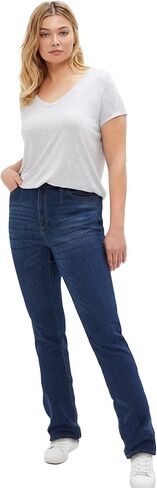 ellos Plus Size Stretch Mid-Rise Adjustable Waist Straight Jean in Saudi Arabia