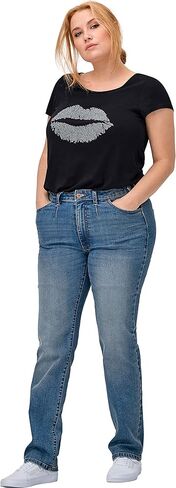 ellos Plus Size Stretch Mid-Rise Adjustable Waist Straight Jean in Saudi Arabia
