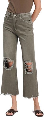 VERVET 90'S Vintage Super High Rise Crop Flare Jeans V2736BE in Kuwait