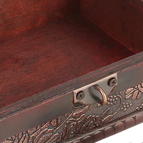 Vintage Decorative Wooden Box,Keepsake Box with Lock and Key,Jewelry Treasure Chest with Hinged Lid for Jewelry Necklace,Earrings,Rings,Great Gift(5.7 * 4.3 * 2.6in) in Kuwait