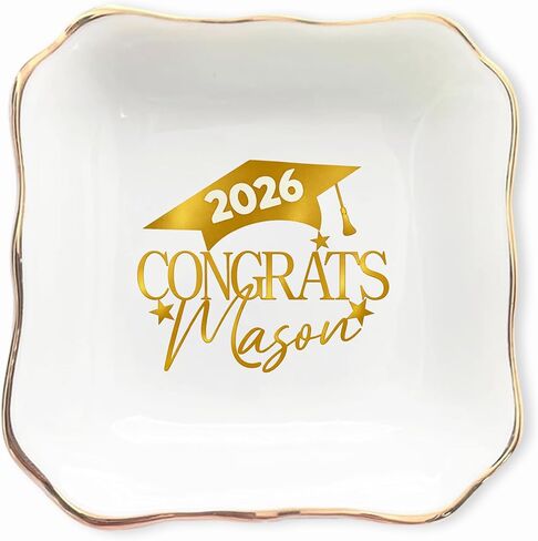 Luxury Custom Graduation Ceramic Jewelry Dish, Daughter Grad Gift Jewelry Plate, Class of 2026 Graduation Gift for Her 6 in Kuwait