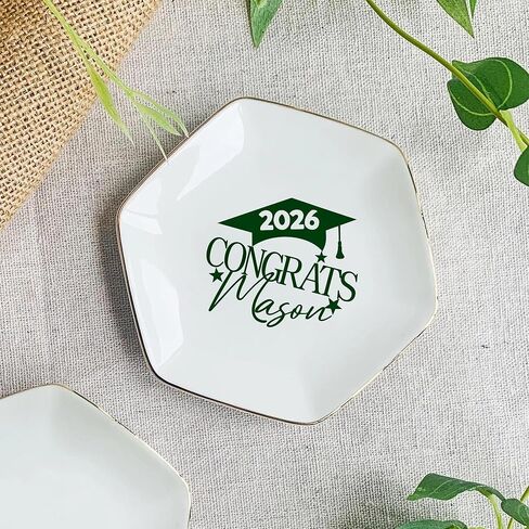 Luxury Custom Graduation Ceramic Jewelry Dish, Daughter Grad Gift Jewelry Plate, Class of 2026 Graduation Gift for Her 6 in Kuwait
