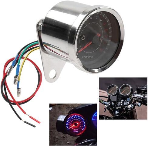 Cnkaka036 12V Night Light Tachometer Gauge back light tachometer Chrome For Motorcycle Models of DC 12V 1 Pc in Kuwait