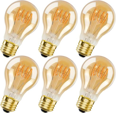 A19 E26 VINTAGE EDISON LUBLBS 6W LED مكافئ 60 واط ، 6 حزمة قابلة لل dimmable E26 LED EDISON AMBER DARE LIFT in Kuwait