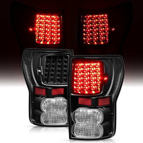 مصابيح خلفية LED HECASA متوافقة مع 2007-2013 Toyota Tundra Pickup Truck بديلة لـ TO2800165 TO2801165 LED DRL ضوء الفرامل الذيل مصباح الجانب الأيسر والأيمن عدسة شفافة الإسكان الأسود in Saudi Arabia