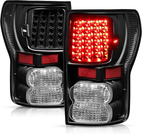 مصابيح خلفية LED HECASA متوافقة مع 2007-2013 Toyota Tundra Pickup Truck بديلة لـ TO2800165 TO2801165 LED DRL ضوء الفرامل الذيل مصباح الجانب الأيسر والأيمن عدسة شفافة الإسكان الأسود in Saudi Arabia