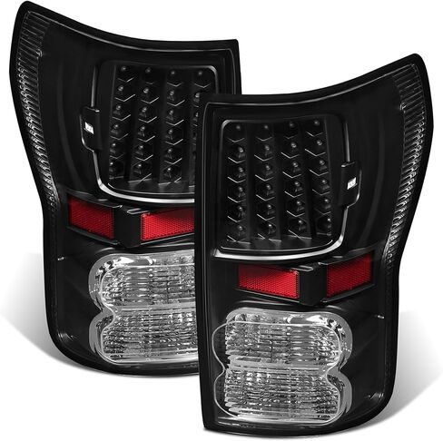 مصابيح خلفية LED HECASA متوافقة مع 2007-2013 Toyota Tundra Pickup Truck بديلة لـ TO2800165 TO2801165 LED DRL ضوء الفرامل الذيل مصباح الجانب الأيسر والأيمن عدسة شفافة الإسكان الأسود in Saudi Arabia