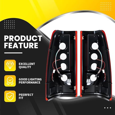 Pair Tail Lights w/Bulbs & Harness Compatible with 2003-2006 Silverado 1500 2500 3500 Taillights Rear Tail Lamps GM2800174 GM2801174 in Kuwait