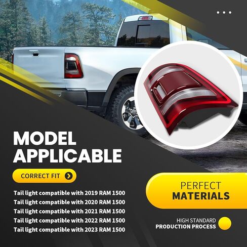 Passenger Side Tail Light Assembly with Blind Spot Compatible with 2019-2023 Ram 1500 Rear Light Taillight (Module Not Included) 68262530AE CH2801217 in Kuwait
