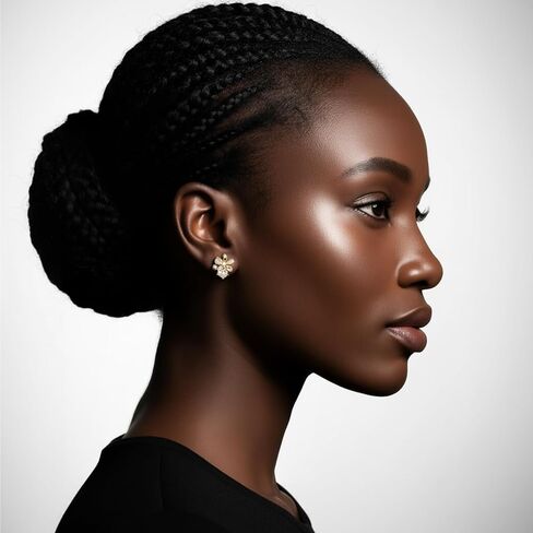 أقراط ذهبية أنيقة للنساء، أقراط صغيرة مطلية بالذهب عيار 14 قيراط على شكل زهرة مع لؤلؤ صناعي مكعب من الزركونيا، أقراط صغيرة خفيفة الوزن لا تسبب الحساسية للمناسبات اليومية الخاصة in Kuwait