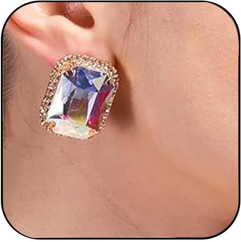 Geometric Rhinestone Earrings for Women Trendy Statement Jewelry Large Stud Earrings for Women Hypoallergenic Prom Party Accessories in Kuwait