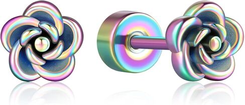 Titanium Earrings,Hypoallergenic Rose Flower Earrings for Sensitive Ears,Implant Grade Titanium Cartilage Helix Tiny Stud Earrings for Women in Kuwait