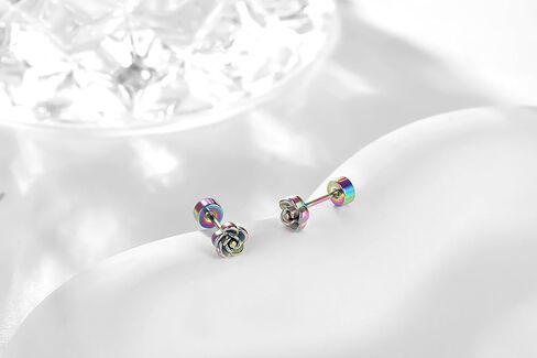 Titanium Earrings,Hypoallergenic Rose Flower Earrings for Sensitive Ears,Implant Grade Titanium Cartilage Helix Tiny Stud Earrings for Women in Kuwait