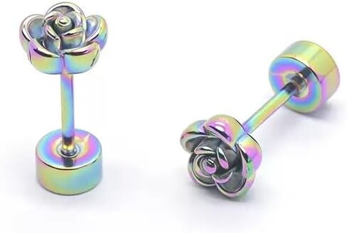 Titanium Earrings,Hypoallergenic Rose Flower Earrings for Sensitive Ears,Implant Grade Titanium Cartilage Helix Tiny Stud Earrings for Women in Kuwait