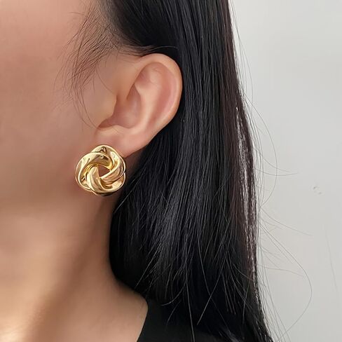 Gold Plated Knot Stud Earrings for Women Trendy Lightweight Fashion Accessories Exquisite Earrings Jewelry for Women in Saudi Arabia