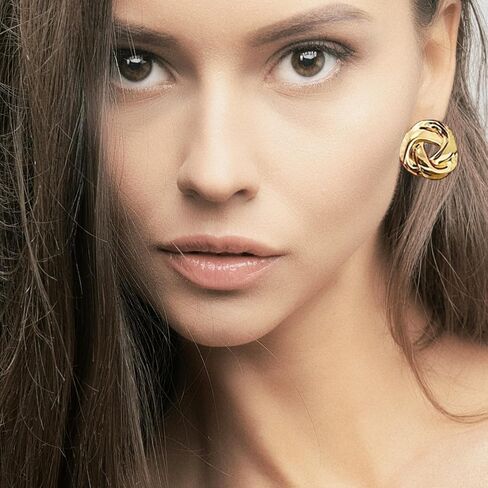 Gold Plated Knot Stud Earrings for Women Trendy Lightweight Fashion Accessories Exquisite Earrings Jewelry for Women in Saudi Arabia