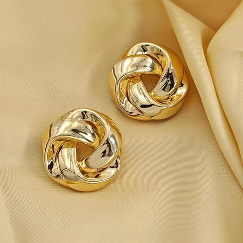 Gold Plated Knot Stud Earrings for Women Trendy Lightweight Fashion Accessories Exquisite Earrings Jewelry for Women in Saudi Arabia