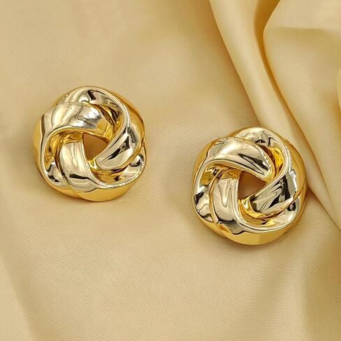 Gold Plated Knot Stud Earrings for Women Trendy Lightweight Fashion Accessories Exquisite Earrings Jewelry for Women in Saudi Arabia