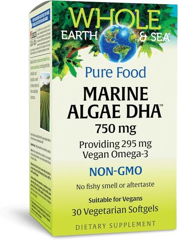 Natural Factors Whole Earth & Sea، Marine DHA أوميغا 3، 30 كبسولة هلامية نباتية in Saudi Arabia