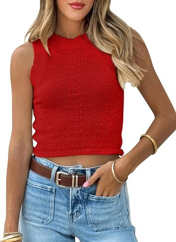 بلا أكمام سترة بلايز للنساء Crewneck سترة سترة العصرية Y2k الخروج متماسكة قطع علوية بدون أكمام in Kuwait