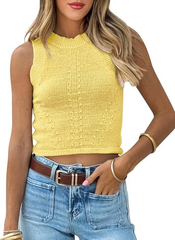بلا أكمام سترة بلايز للنساء Crewneck سترة سترة العصرية Y2k الخروج متماسكة قطع علوية بدون أكمام in Kuwait