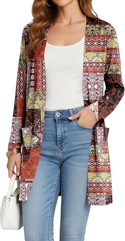 Cardigan for Women Lightweight Soft Knit Open Front Sweaters with Pockets Casual Duster Cover Up for Travel Office in Kuwait