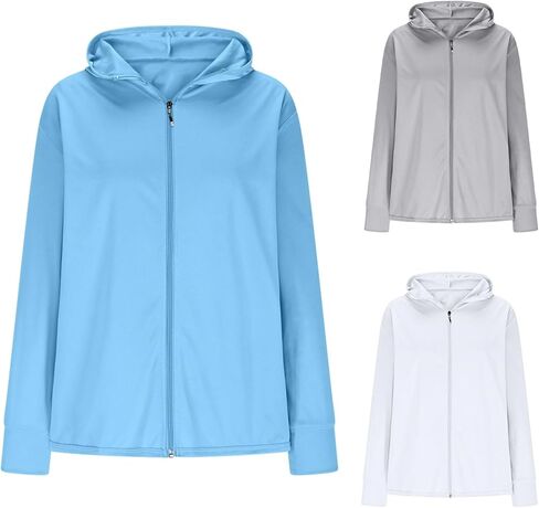 Women Upf 50 Uv Sun Protection Full Zip Up Hoodies Long Sleeve Lightweight Sun Shirts Outdoor Athletic Going Out in Saudi Arabia