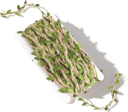 33 FT Artificial Vines Leaves String, Fake Hanging Plants Leaf Ribbon Leaf Vine Trim Foliage Rattan DIY Wreath Foliage Green Leaves for Party Balloon Wedding Garden Home Decoration & DIY Craft in Kuwait