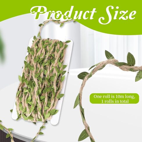 33 FT Artificial Vines Leaves String, Fake Hanging Plants Leaf Ribbon Leaf Vine Trim Foliage Rattan DIY Wreath Foliage Green Leaves for Party Balloon Wedding Garden Home Decoration & DIY Craft in Kuwait