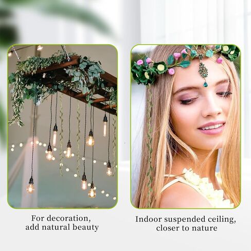 33 FT Artificial Vines Leaves String, Fake Hanging Plants Leaf Ribbon Leaf Vine Trim Foliage Rattan DIY Wreath Foliage Green Leaves for Party Balloon Wedding Garden Home Decoration & DIY Craft in Kuwait