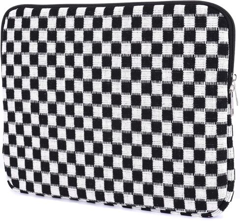 Cute Laptop Sleeve 11, 13, 15 Inch Checker Laptop Carrying Case Protective Woven Fabric Checkered Computer Bag for MacBook (Black, 15 Inch) in Kuwait