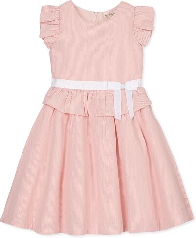 Ruffle Sleeve Peplum Dress in Organic Seersucker by Hope & Henry Girl in Saudi Arabia