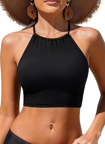 Women Swim Top - High Neck Bikini Top Halter Swimsuit Bathing Suit Top Only 2025 in Kuwait