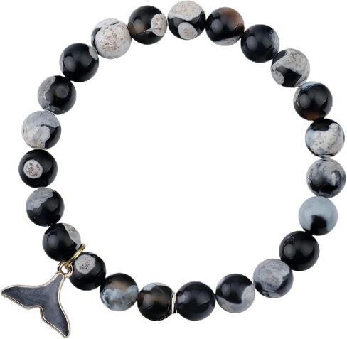 MollyQueen Orca Agate Crystal Bracelets Bead Bracelets for Women, 8mm Natural Stretch Chakra Bracelet Ocean Bracelet Jewellery Gift Bring Luck Prosperity Happiness. in Kuwait
