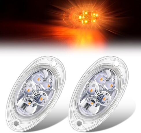 2PCS Amber 2835 LED Side Marker Turn Signal Lights Clear Lens Waterproof Replacement for 2008-2024 Freightliner Cascadia Evolution in Kuwait