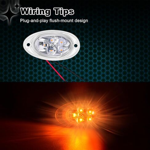 2PCS Amber 2835 LED Side Marker Turn Signal Lights Clear Lens Waterproof Replacement for 2008-2024 Freightliner Cascadia Evolution in Saudi Arabia