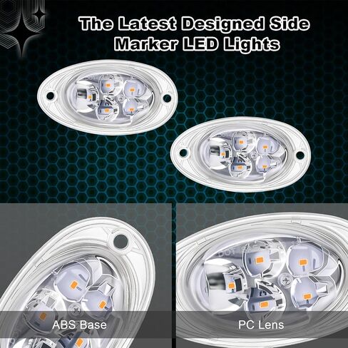 2PCS Amber 2835 LED Side Marker Turn Signal Lights Clear Lens Waterproof Replacement for 2008-2024 Freightliner Cascadia Evolution in Saudi Arabia