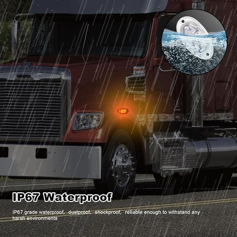 2PCS Amber 2835 LED Side Marker Turn Signal Lights Clear Lens Waterproof Replacement for 2008-2024 Freightliner Cascadia Evolution in Saudi Arabia
