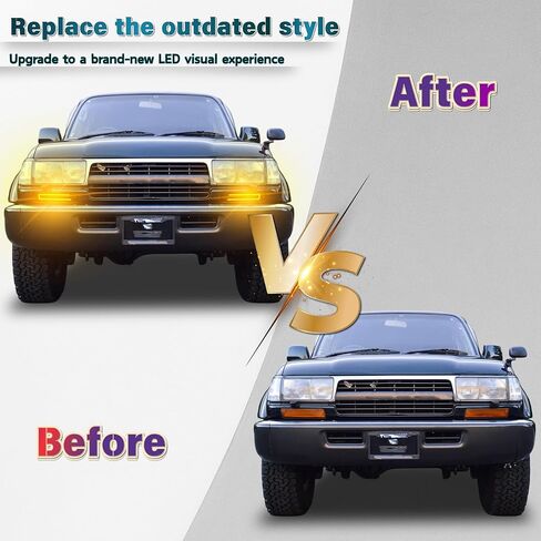 LED Front Bumper Side Marker Lights DRL Amber Sequential Turn Signal Lamps Fog Light Feature Kit for 1991-1997 Toyota Land Cruiser 80 Series LC80 FJ80 FZJ80 HDJ80 HZJ80 &Lexus LX450 1995-1997 in Saudi Arabia