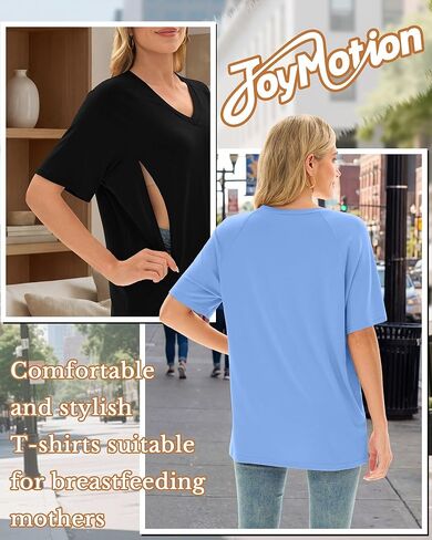 4 Pack Women's Oversized Nursing Shirts for Breastfeeding Hidden Zipper Short Sleeve Loose Fit Maternity Tops in Saudi Arabia