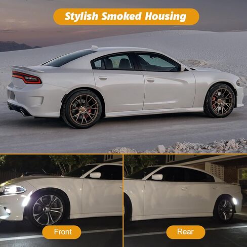 4-Pack Smoked Lens White LED Side Marker Light for Dodg'e Charger (2015-2026) | Front & Rear Fender Lamp Assembly Parking Lamp | Replacement OE 68214404AA, 68214405AA, 68214126AA, 68214127AA in Kuwait